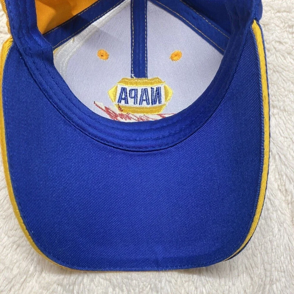 NAPA Racing Adjust Dad Hat NASCAR Ron Copp #28 Blue Yellow Embroidered S…